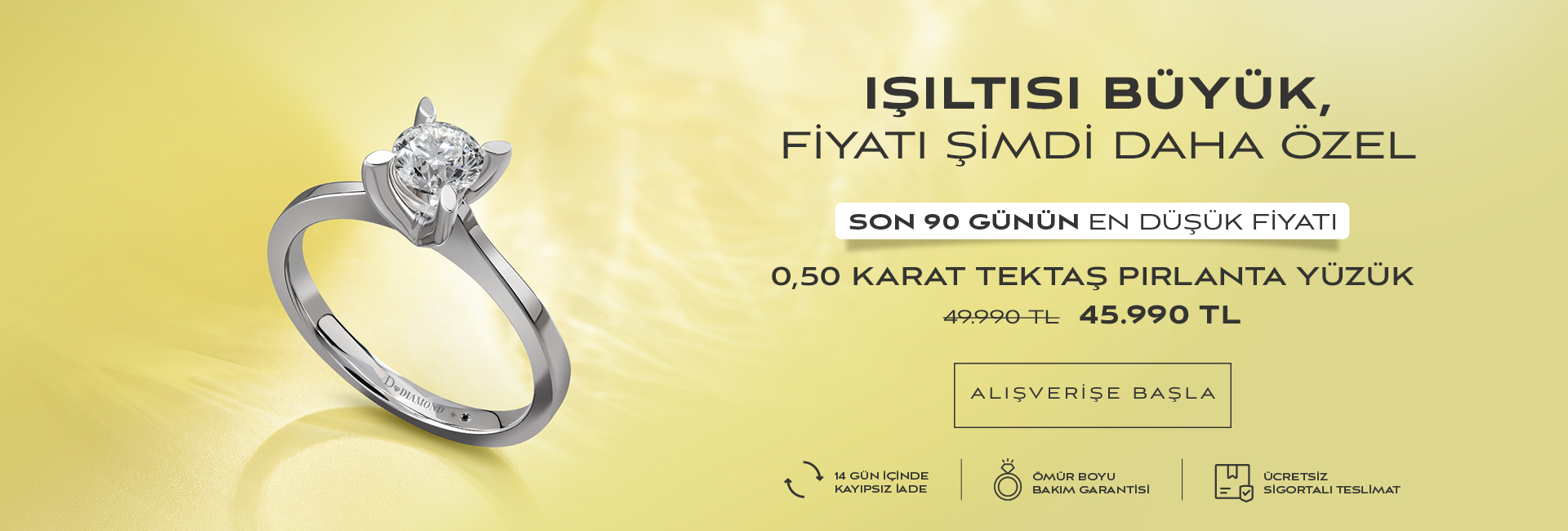 Tektaş Pırlanta Yüzük Özel Fiyatlarıyla!