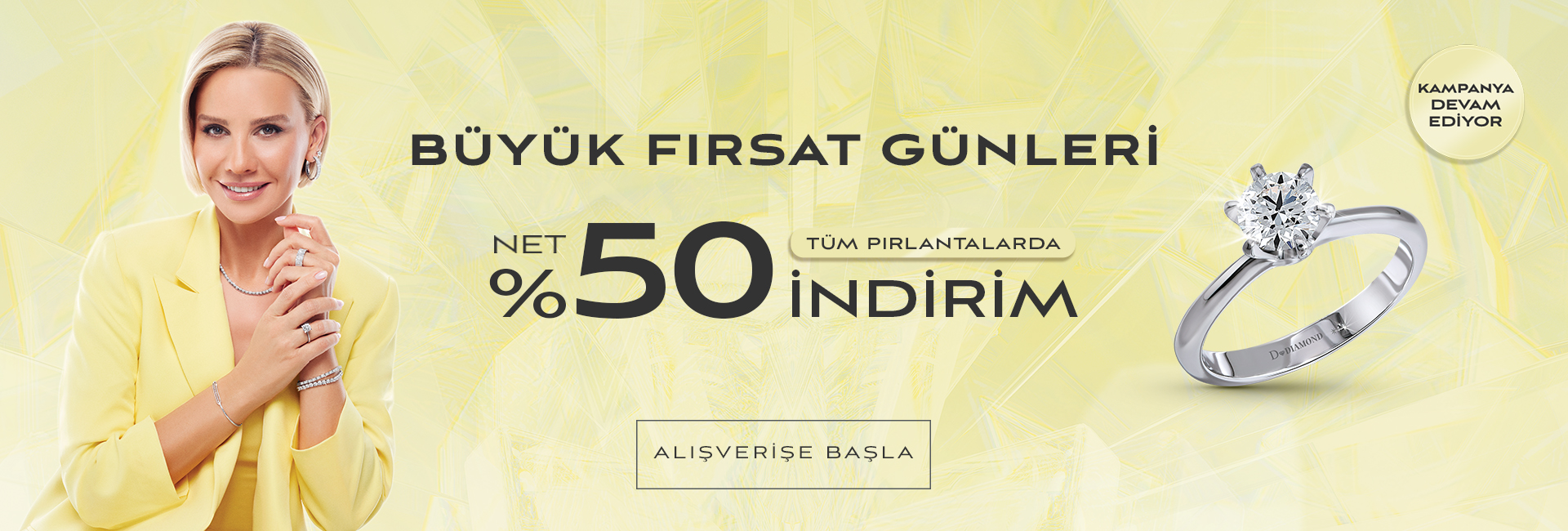 3-23 Büyük Fırsat Günleri Tüm Pırlantalarda Net %50 İndirim!