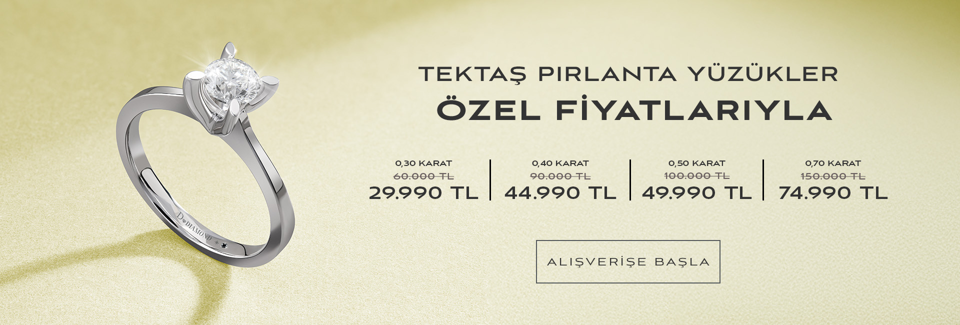 Tektkaş Pırlanta Yüzükler Özel Fiyatlarıyla!