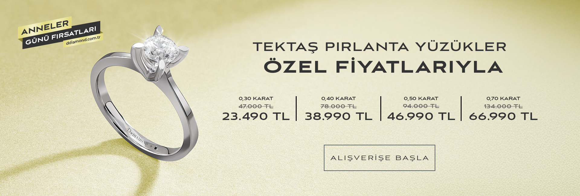 Tektkaş Pırlanta Yüzükler Özel Fiyatlarıyla!