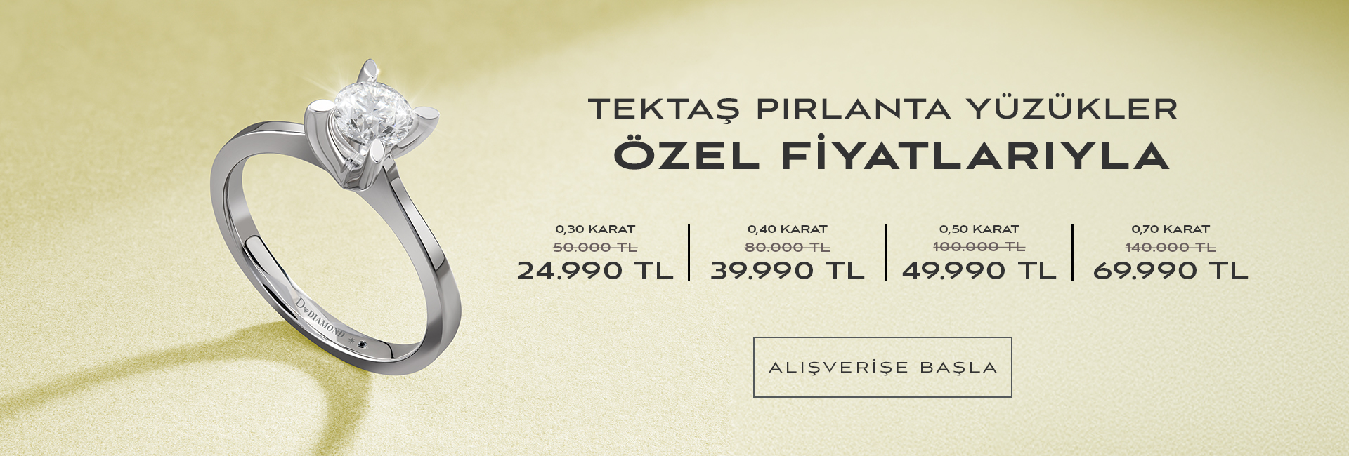 Tektkaş Pırlanta Yüzükler Özel Fiyatlarıyla!