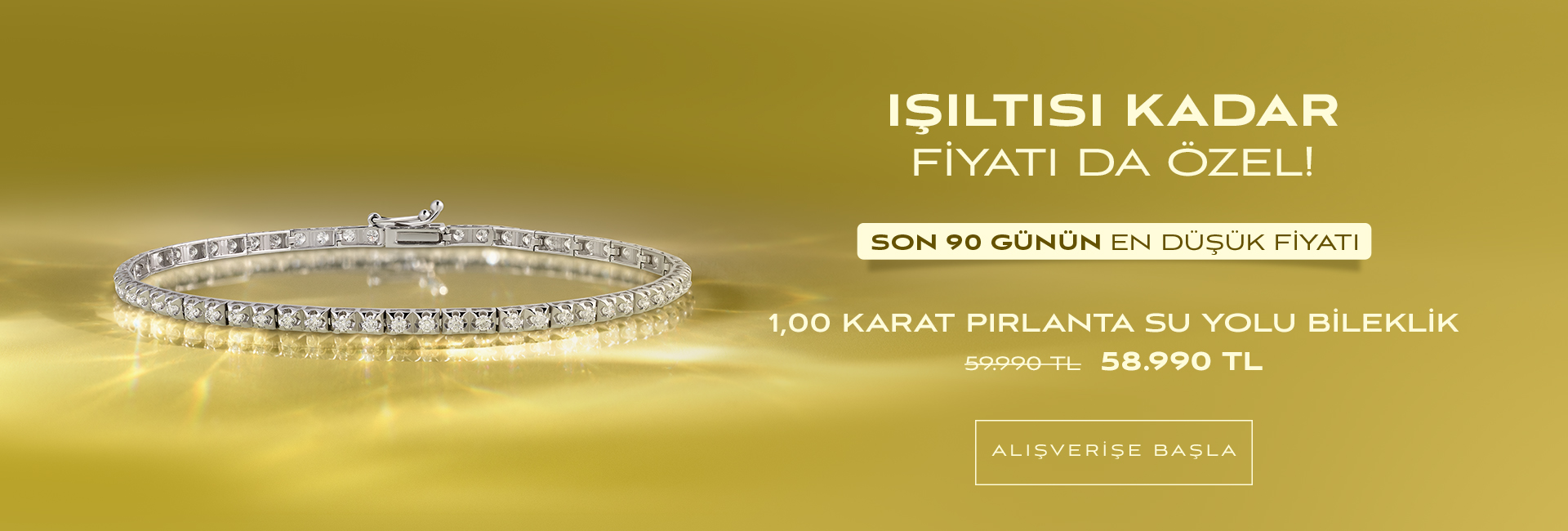 Pırlanta Su Yolu Bileklikte Fırsat!
