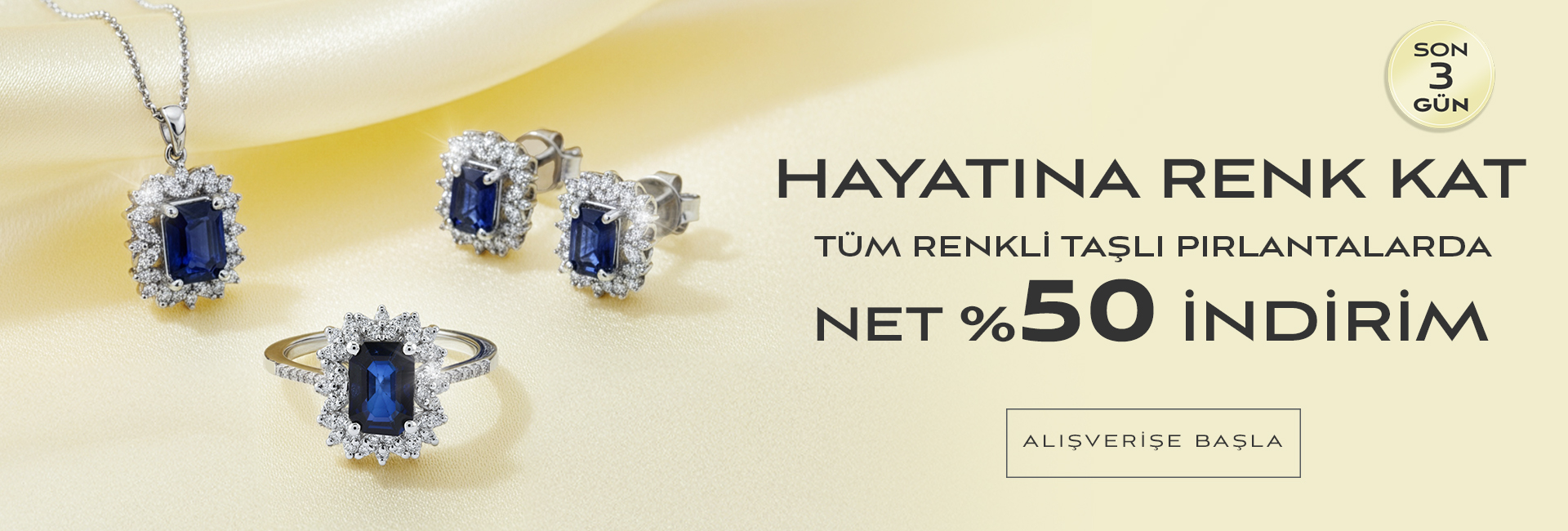 Renkli Taşlı Pırlantalarda %50 İndirim