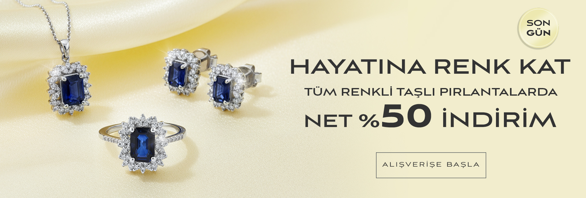 Renkli Taşlı Pırlantalarda %50 İndirim