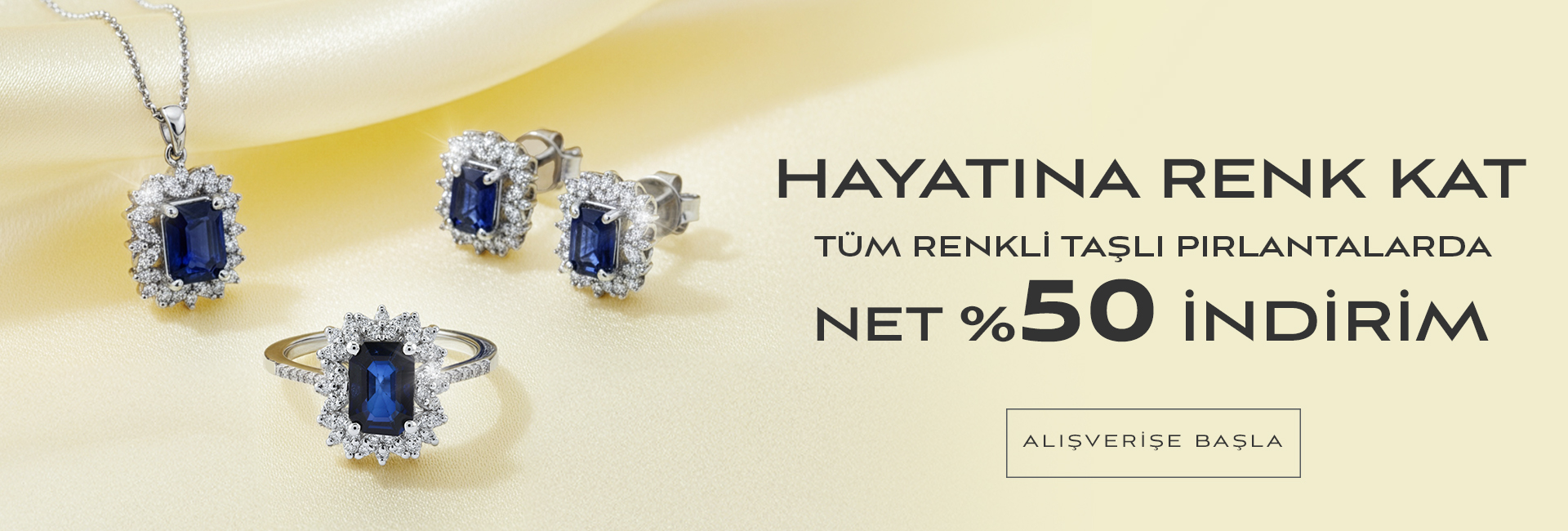 Renkli Taşlı Pırlantalarda %50 İndirim