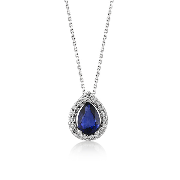 0,38 Karat Pırlanta Safir Kolye Ddiamond