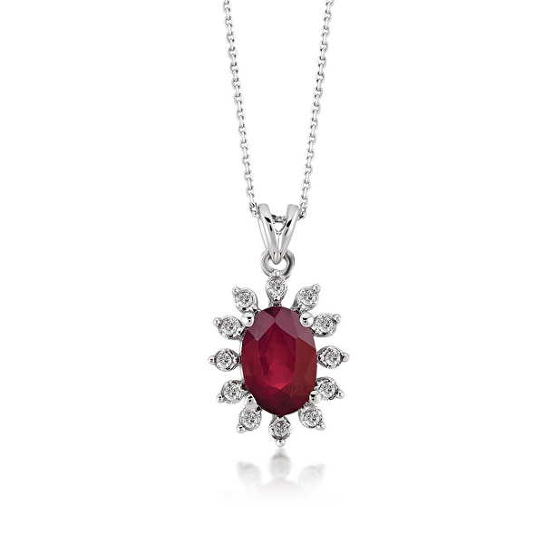 0,51 Karat Pırlanta Yakut Kolye Ddiamond