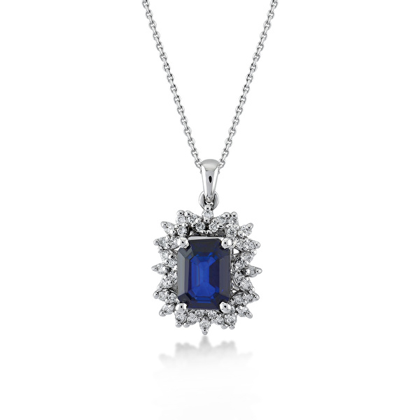 1.01 Karat Pırlanta Safir Kolye Ddiamond