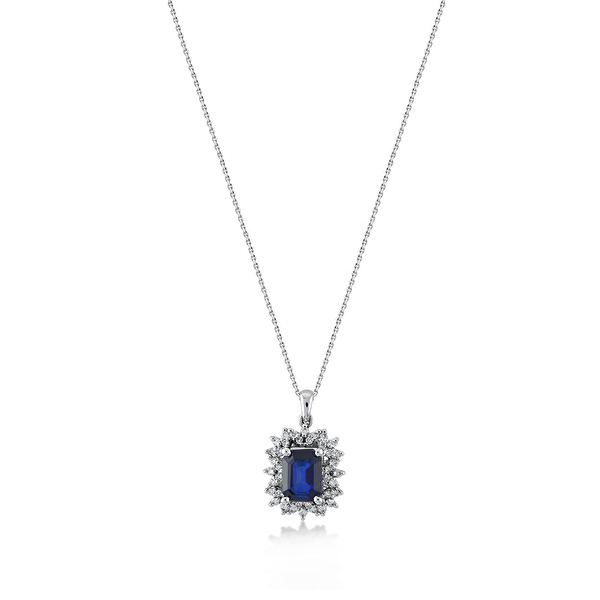 1.01 Karat Pırlanta Safir Kolye