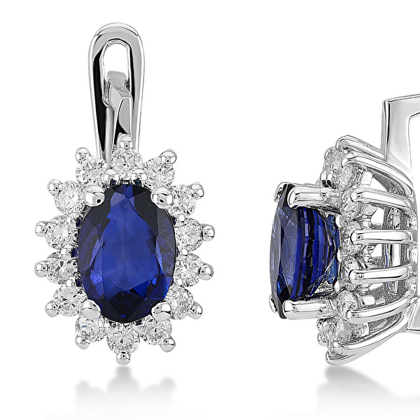 1,25 Karat Pırlanta Safir Küpe