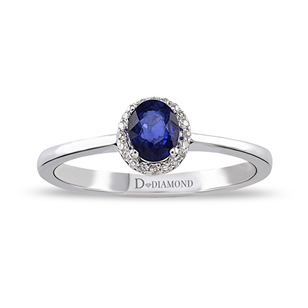 0,36 Karat Pırlanta Safir Yüzük Ddiamond