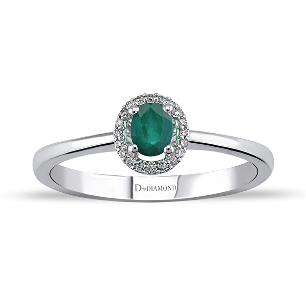 0,34 Karat Pırlanta Zümrüt Yüzük Ddiamond
