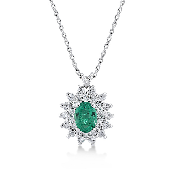 1,30 Karat Pırlanta Zümrüt Kolye Ddiamond