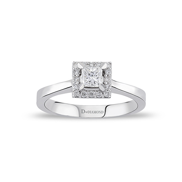 0,39 Karat Prenses Kare Tektaş Pırlanta Yüzük Ddiamond
