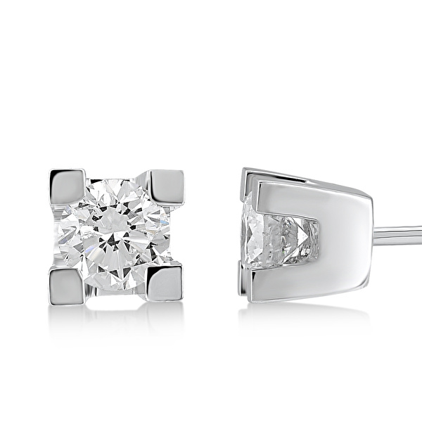 0,70 Karat Pırlanta Tektaş Küpe  Ddiamond