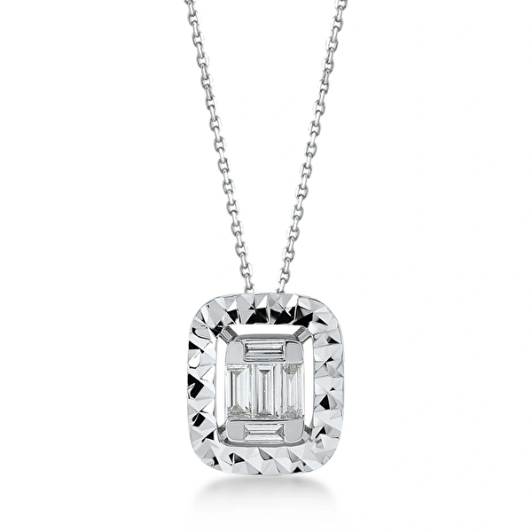 0,15 Karat Pırlanta Baget Kolye Ddiamond