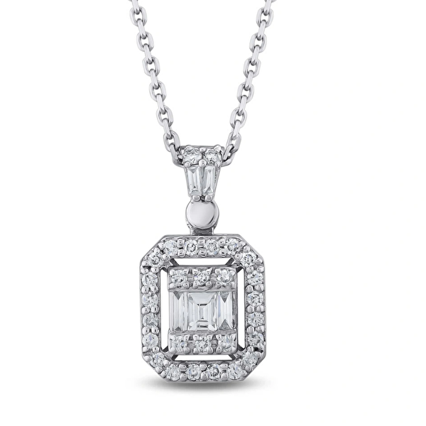 0,24 Karat Pırlanta Baget Kolye Ddiamond