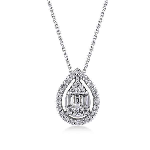 0,20 Karat Pırlanta Baget Kolye Ddiamond