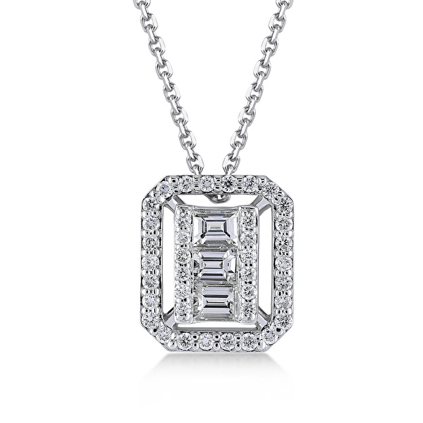 0,48 Karat Pırlanta Baget Kolye Ddiamond