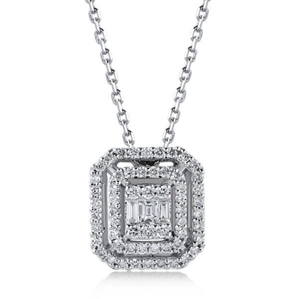 0,30 Karat Pırlanta Baget Kolye Ddiamond
