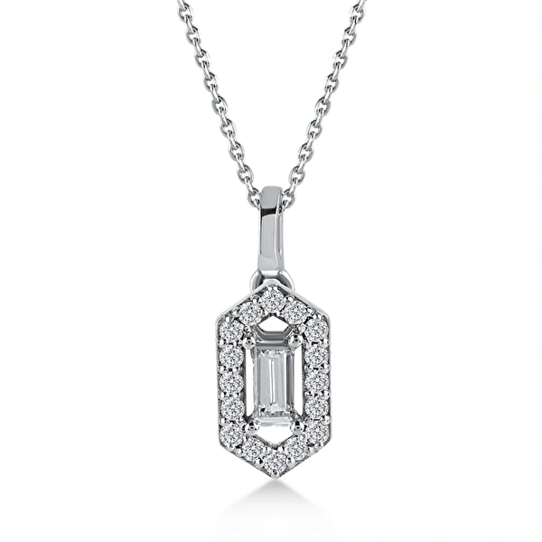 0,16 Karat Pırlanta Baget Kolye Ddiamond
