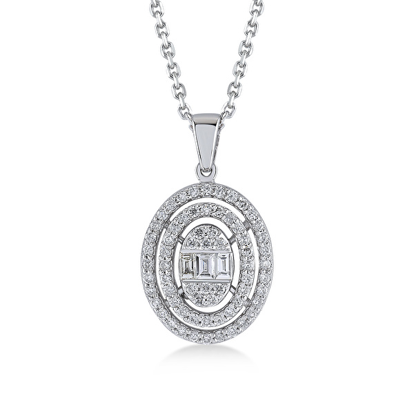 0,30 Karat Pırlanta Baget Kolye Ddiamond
