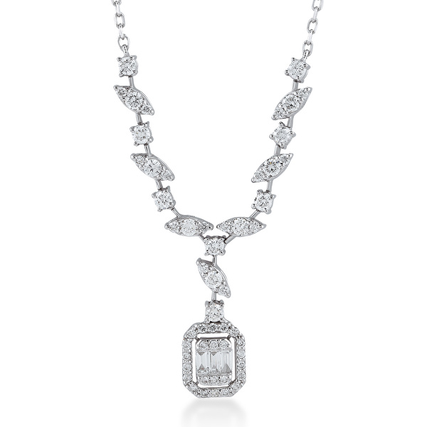 1,25 Karat Baget Tasarım Pırlanta Kolye  Ddiamond