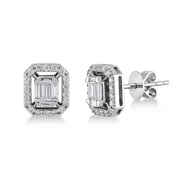 0,50 Karat Pırlanta Baget Küpe Ddiamond