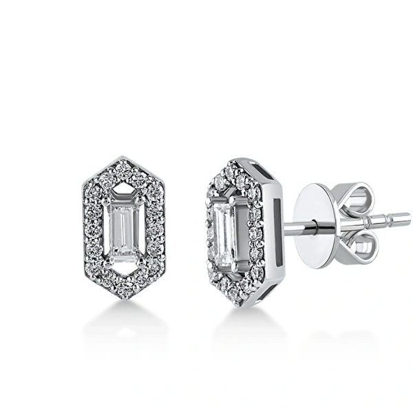 0,32 Karat Pırlanta Baget Küpe Ddiamond