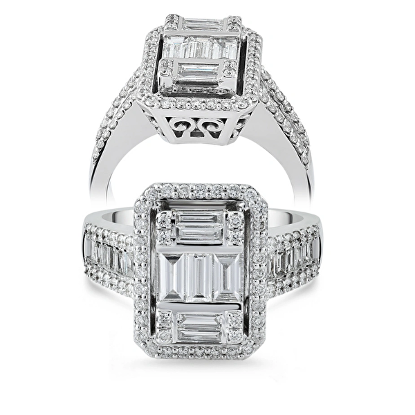 1,10 Karat Pırlanta Baget Yüzük  Ddiamond