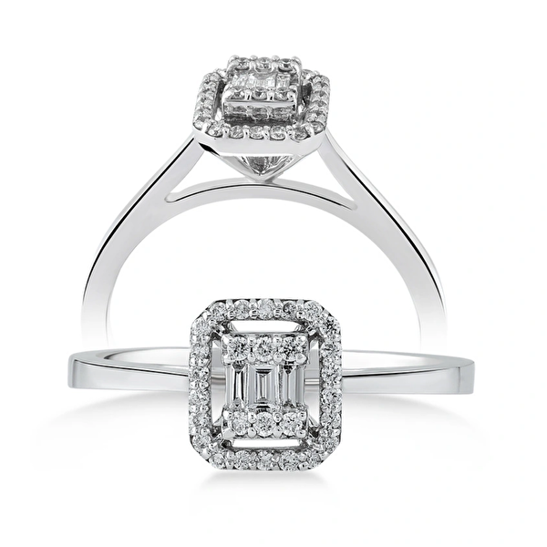 0,15 Karat Pırlanta Baget Yüzük Ddiamond