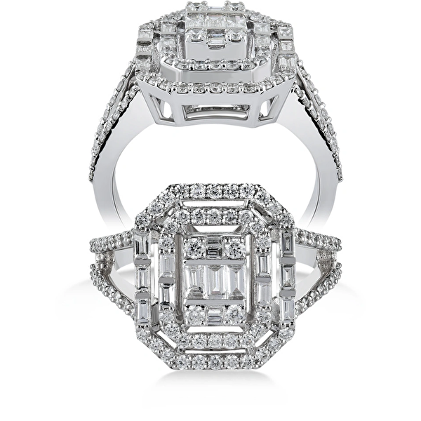 1,00 Karat Pırlanta Baget Yüzük Ddiamond
