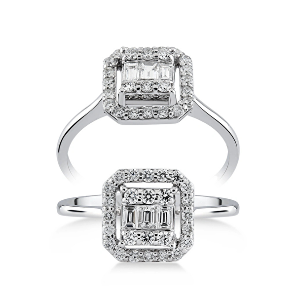 0,35 Karat Pırlanta Baget Yüzük  Ddiamond