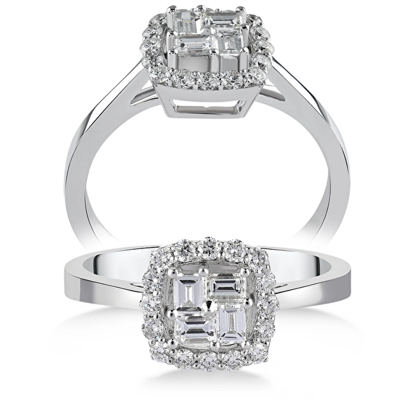 0,35 Karat Pırlanta Baget Yüzük  Ddiamond
