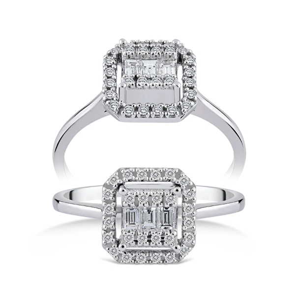 0,12 Karat Pırlanta Baget Yüzük Ddiamond