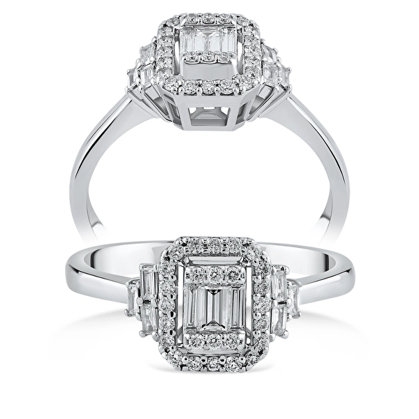 0,27 Karat Pırlanta Baget Yüzük Ddiamond