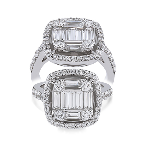 1,50 Karat Pırlanta Baget Yüzük  Ddiamond