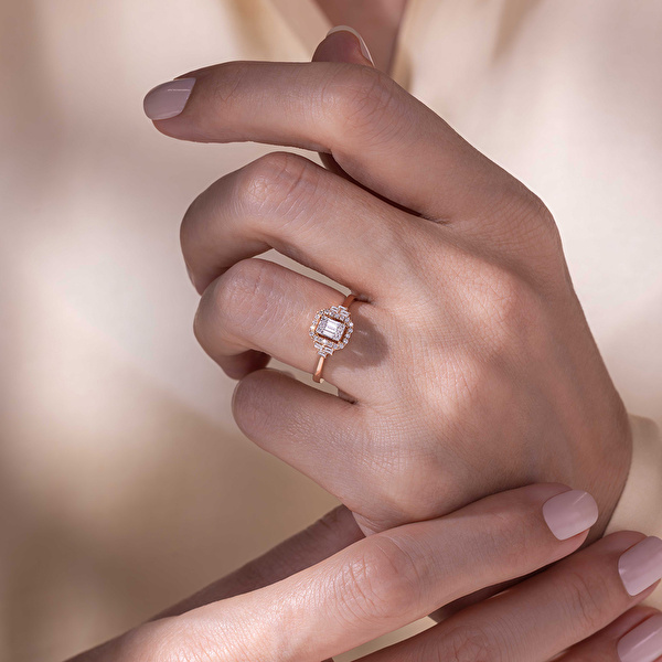 0,26 Karat Pırlanta Baget Yüzük Ddiamond