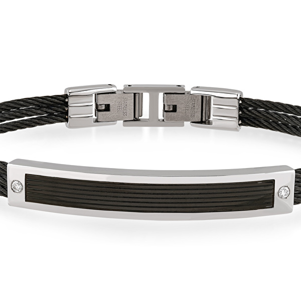 0,05 Karat Pırlanta Çelik Erkek Bileklik