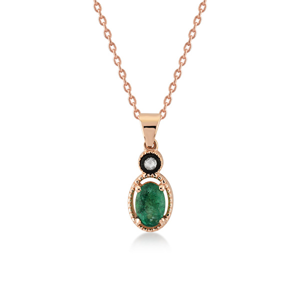 0,52 Karat Elmas Zümrüt Kolye Ddiamond