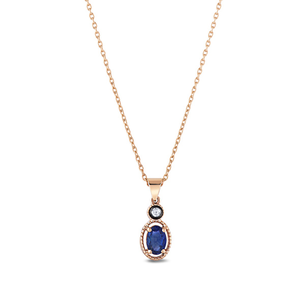 0,46 Karat Elmas Safir Kolye