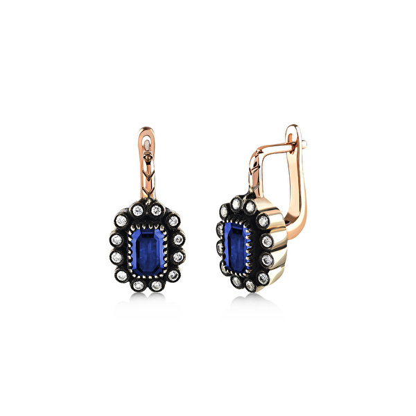 1,35 Karat Elmas Safir Küpe Ddiamond