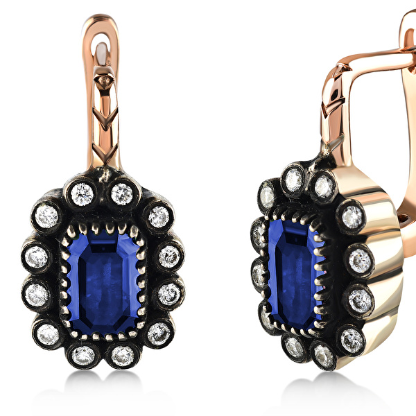 1,35 Karat Elmas Safir Küpe