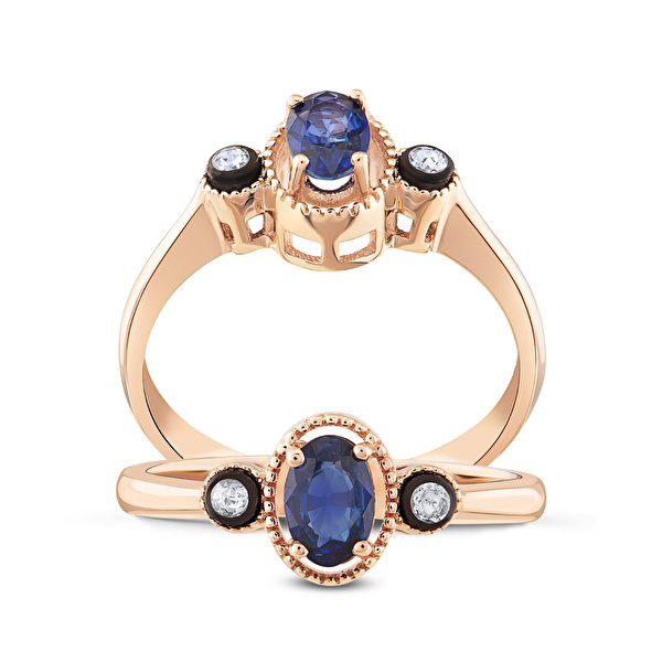 0,48 Karat Elmas Safir Yüzük Ddiamond