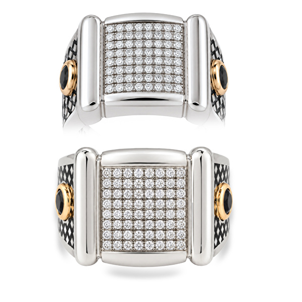 0,55 Karat Pırlantalı Gümüş Erkek Yüzük Ddiamond