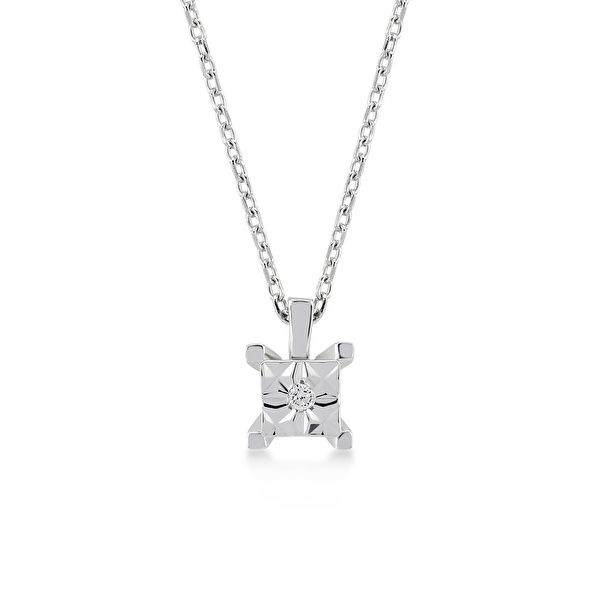 0,02 Karat Pırlanta Tektaş Kolye Ddiamond