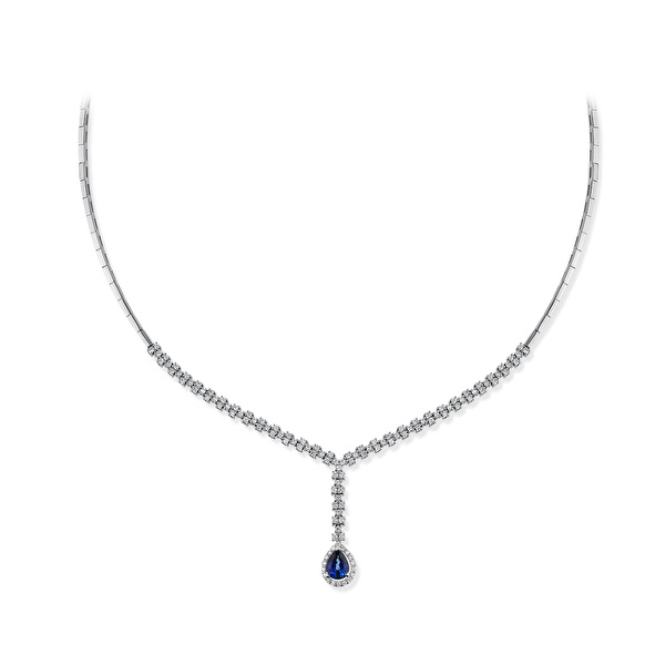 1,83 Karat Pırlanta Safir Gerdanlık Ddiamond
