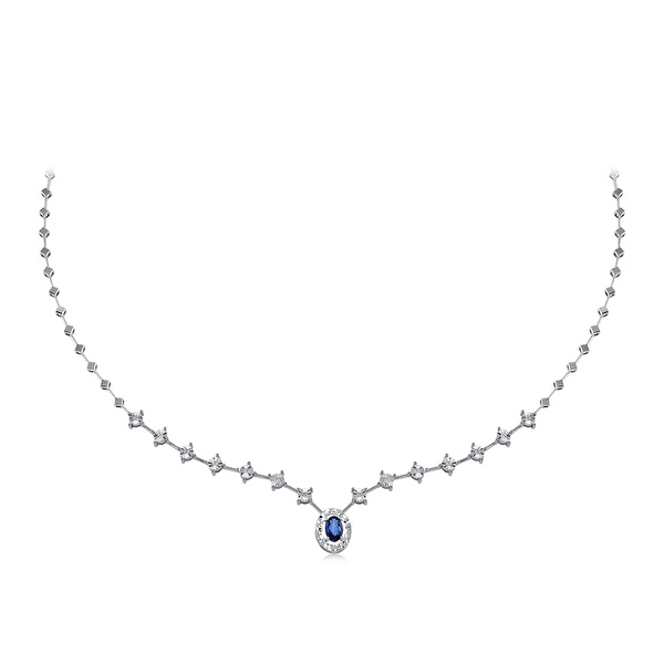 0,55 Karat Pırlanta Safir Gerdanlık Ddiamond