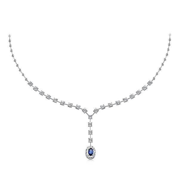 0,66 Karat Pırlanta Safir Gerdanlık Ddiamond