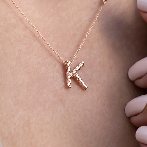 0,01 Karat K Harfi Pırlanta Kolye